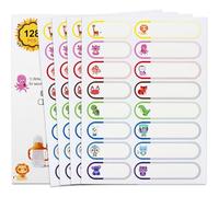 128pcs Baby Bottle Labels for Daycare, School Name Tags for Kids, Self-Laminating Write-On Waterproof Dishwasher Safe Self-Adhesive Stickers, Kids Name Tags