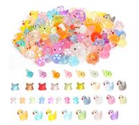 128PCS Mini Resin Animals Luminous Resin Little Animals Cute Tiny Small Plastic Animal Bulk Resins Animal Mixed 4 Styles Ducks Dolphins Frogs Mushrooms for Micro Landscape Aquarium Fairy Garden Decor