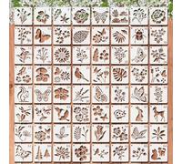 128Pcs Reusable Stencils Set/Flower, Animal, Leaf Stencil for Painting & Wall Stencils for Painting/DIY Crafts, Furniture Wood, Floor, Scrapbooking,Canvas /7.6CM Stencils for Kids,Garden, Spray Paint