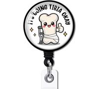 128YAZMEEN Cute Broken Bone Badge Reel Gift - It's Going Tibia Okay - Retractable Badge Holder with Clip - Gift for Orthopedic Nurse Doctor Radiologist X-Ray Technician