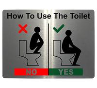 129 How To Use The Toilet Funny Metal Aluminium Plaque Sign House Office Pub (15x10cm, Brushed Silver)