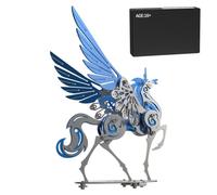 129+Pcs 3D Metal Unicorn Model Kit, Cyberpunk Mechanical Animal, Display & Gift for Teens 16+ and Collectors (Blue)