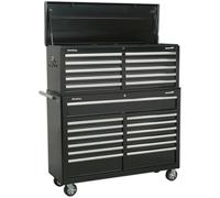 1290 x 465 x 1495mm 23 Drawer Combination Tool Chest - BLACK Mobile Storage Case