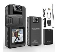 1296P Mini Video Body Camera 64GB 20Hrs Portable Wearable Police Camcorder, 180° Rotatable Lens, 1 Spare Battery, Wevoor Personal Small Cameras wirh Back Clip, Night Vision for Security/Outdoor/Travel