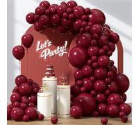 129pcs Burgundy Balloons 18 12 10 5 inch Different Sizes Dark Red Latex Balloon Garland Arch Kit for Anniversary Celebration Valentine's Day Birthday Wedding Party Graduation Decorations