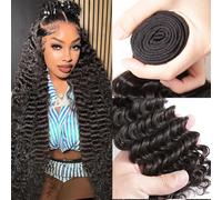 12A 16" 18" 20" 22" 22" 100% Unprocessed Brazilian Virgin Human Hair Bundles 4 Bundles Deep Wave Double Strength Natural Color Soft