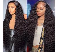 12A 28 Inch 180% Density 13X6 HD Lace Front Wig Water Wave Human Hair Wigs Deep Wave Curly Wet and Wavy HD Lace Front Wigs Human Hair Wigs for Women Pre Plucked with Baby Hair Natural Hairline