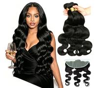 12A Body Wave Bundles Human hair with Frontal HD Lace 13x4,100% Unprocessed