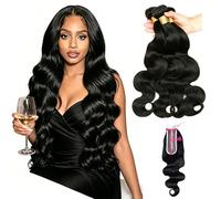 12A Body Wave Human Hair Bundles with Closure Human Hair 100% Unprocessed