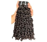 12A Double Weft Pixie Bouncy Curly Human Hair 1 Bundle Burmese Unprocessed Brazilian Raw Virgin Hair Quick Weave Extensions Natural Color(16 Inch)