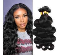12A Human Hair Bundles Body Wave Bundles Human Hair 100% Unprocessed Brazilian Virgin-Hair Quick Weave Extensions Natural Black 16 18 20 Inch