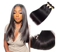 12A Human Hair Bundles Straight Hair Bundles Brazilian Straight Human Hair Bundles 16 18 20 Inch 100% Unprocessed Virgin Weave 3 Bundles Human Hair Raw Remy Hair Bundles Deals Natural Black