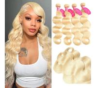 12A Peruvian Human Hair Body Wave 613 4 Bundles (16 18 20 22) 100% Unprocessed Brazilian Virgin Human Hair Body Wave 613 Raw Blonde