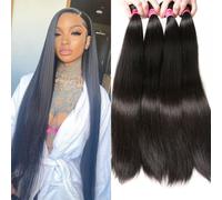 12A Straight Bundles Human Hair (22 24 26 28 Inches, Straight 4 Bundles) 100% Unprocessed Brazilian Virgin Straight Human Hair Bundles Natural Color Raw Hair