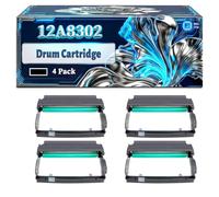 12A8302 Drum Cartridge Compatible for Lexmark E232 E238 E23x E240 E240n E330 E332 E332n E332tn E33x E340 E342 E342n E342tn T240 Printers, With Chip Large Capacity 30000 Pages (4 Pack Black)