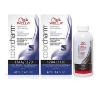 (12AA (2pks), Dev (Vol.20) 3.6oz) Wella 10A Palest Ash Blonde Color Charm Permanent Liquid Haircolor