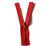 12cm Red Zip Zipper for Trousers Jeans Handbag - No 4 Brass Closed End