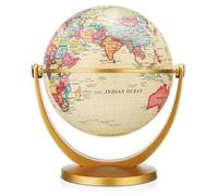 12cm Retro Globe 360 Rotating Earth World Ocean Map Ball Antique Desktop Geography Learning Education Home School Decoration