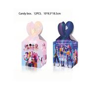 (12cps candy box) Kpop Demon Hunters Birthday Decorations Balloons Set Cup Plates Cake Topper Gifts Bags K Pop Demon Hunters Birthday Pary Favors