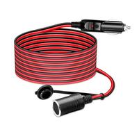 12FT 12-24v Car Charge Cigarette Lighter Extension Cable Male to Female Socket, 16AWG Heavy Duty Cigarette Lighter Cord with LED Light, 15A Fuse