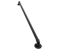 12FT/3.6M Handrails for Stairs Metal Stair Handrail Hand Rails for Elderly Wall Mount Non-Slip Stair Rods Industrial Pipe Handrail Safety Handle for Outdoor Indoor, Black (Black-12FT/3.6M)