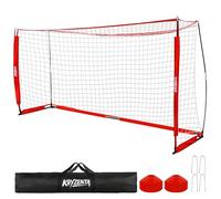 12Ft × 6Ft Portable Football Goal, Suitable for Adults. Featuring Sturdy Metal Posts and Reinforced Net, Perfect Choice for Practising in The Garden. Includes 4 Ground Pegs, 4 Sandbags, a Carry Bag