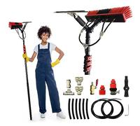 12FT Extendable Water Fed Pole Brush Kit for Solar Panels & Windows - Complete Outdoor Cleaning Solution with Hose & Squeegee for Effortless Shine
