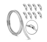 12Ft Hose Clamp Assortment Kit DIY, 304 Stainless Steel DIY Metal Straps with 8 Stronger Fasteners, Large Adjustable Worm Gear Band Hose Clamps Screw Clamps Duct Pipe Metal Clamp Strapping.