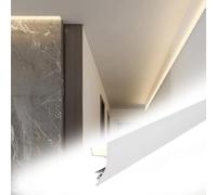 12ft LED Channel Aluminum Profile for Ceiling Crown Molding Indirect Linear Light Diffuser & Baseboard Slot for LED Strip Lighting Perfect for Home Decor & Ambiance