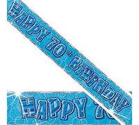 12ft Long 70th Blue Birthday Holographic Banner Party Decorations Party Supply