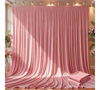 12FT Long Wrinkle Free Dusty Rose Backdrop Curtains for Party - 4 Panels Premium Photo Fabric Drapes Wedding Back Drop Cloth for Baby Shower, Birthday Party, Photo Booth Photography Decoration