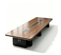12FT Modern Conference Table for 8-10 People Walnut Office Meeting Table with Cable Grommets 2" Thickened Desktop Ideal for Seminars & Boardrooms