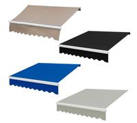 12ft Retractable Patio Awning - Manual UV Protection Sun Shade Canopy for Deck & Window - Durable Polyester Fabric in Brown Grey Blue Black - Easy to Install Outdoor Awning