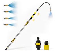 12Ft Telescopic Gutter Cleaning Tools, Long Reach Cleaner Tools from The Ground, Rain Gutters Cleaning Tool with Garden Hose Attachment and Bendable Gutters Wand for 2nd Story House