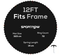 12FT Trampoline Replacement Jump Mat 72 V Rings Heavy Duty PP UV Resistant