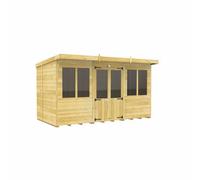 12ft x 6ft Pent Summer House - Wood - L178 x W358 x H201 cm Buttercup Farm Brown One Size