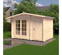 12Gx8 Shire Bourne Log Cabin with Side Shed in 28mm Logs - 28mm Logs