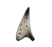 12Hole Ceramic Alto C Ocarina Cracked Pattern Wind Instrument With Simple Musical Notes String(Black-white)