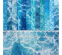 12in Blue Waves Scrapbook Paper Pad - 24 Sheets Double Side Sea Patterns Designed Aesthetic Collage Material for Junk Journal Folded Card Making DIY Crafts Gift Wrapping Supplies