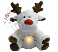 12In Breathing Plush Light Up Stuffed Reindeer with Lullaby 4 Gear Anxiety Relief Soothing Christmas Toy for Kids Sleep White Breathing Stuffed Animal