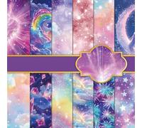 12in Colorful Scrapbook Paper Pad - 24 Sheets Double Side Star Patterns Designed Gradient Aesthetic Collage Material for Journaling Folded Card Making DIY Crafts Gift Wrapping Supplies