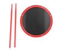 12in Drum Pad for Percussion Training, Carbon Fibre Drum Training Pad with Non - Slip Base, Shock - Absorbent Dumb Drum Pad with Drumsticks, Ideal for Beginners and Home Practice (Red)