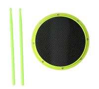12in Drum Pad for Percussion Training, Carbon Fibre Drum Training Pad with Non - Slip Base, Shock - Absorbent Dumb Drum Pad with Drumsticks, Ideal for Beginners and Home Practice (Fluorescent Green)