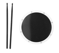 12in Drum Pad for Percussion Training, Carbon Fibre Drum Training Pad with Non - Slip Base, Shock - Absorbent Dumb Drum Pad with Drumsticks, Ideal for Beginners and Home Practice (White)