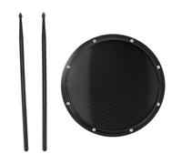 12in Drum Pad for Percussion Training, Carbon Fibre Drum Training Pad with Non - Slip Base, Shock - Absorbent Dumb Drum Pad with Drumsticks, Ideal for Beginners and Home Practice (Black)