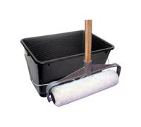 12in Roller Kit with Sealer Scuttle - For Block Paving, Tarmac Restorer & Natural Stone Sealer, 4 ft Handle, Replaceable Roller Head