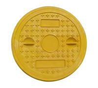 12in Round Manhole Cover with Frame, Outdoor Plastic Septic Tank Covers with Base, Non-Slip Sump Pump Cover for Garden, Patio, Lawn(Yellow)