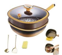 12in Titanium Alloy Non-Stick Pot with Lid, Deep Skillet 30 X 10 cm, Multi-Purpose Deep Saute Pan with Steamer Basket, Even Heating, Suitable for All Stoves (with Steamer)