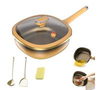 12in Titanium Alloy Non-Stick Pot with Lid, Deep Skillet 30 X 10 cm, Multi-Purpose Deep Saute Pan with Steamer Basket, Even Heating, Suitable for All Stoves (No Steamer)