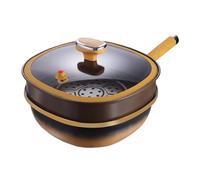 12in Titanium Alloy Non-Stick Pot with Lid, Deep Skillet 30 X 10 Cm, Titanium Cooking Pan, Multi-Purpose Deep Saute Pan with Steamer Basket (with Steamer)